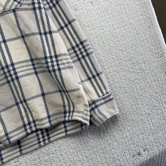 DJAB Simons Button Up Heavy Camp Overshirt Men Sz L Off-White / Blue Plaid Y2K - Picture 4 of 13